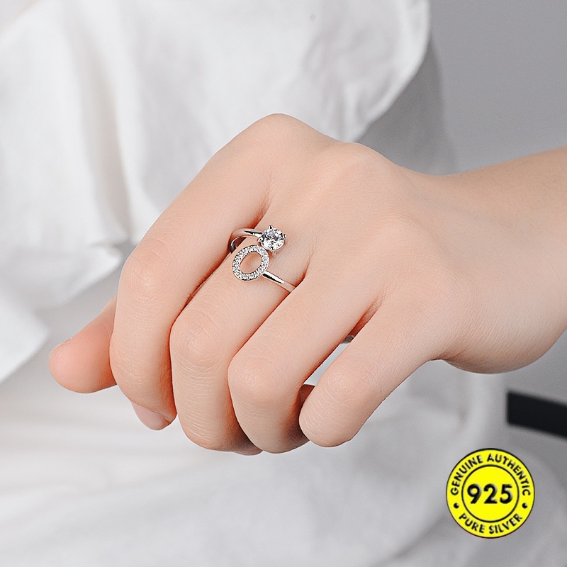 Cincin Manik-Manik 26 Huruf Inggris Bahan S925 Silver Untuk Pasangan