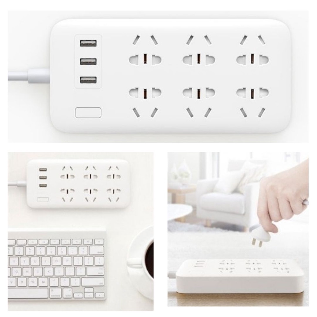 Xiaomi Mi Smart Stop Kontak Power Strip 6 Lubang 3 USB Port 2500 Watt  111158