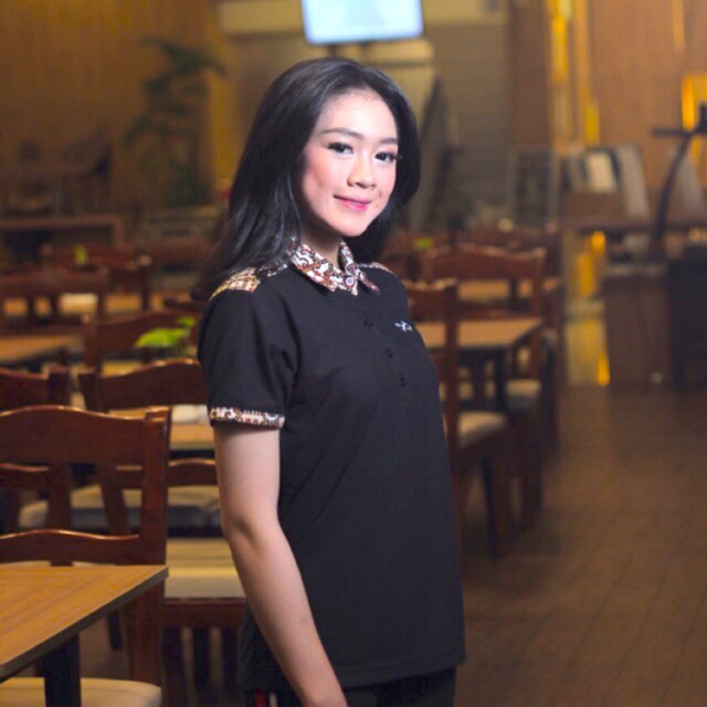 Loyal Kaos Polo Batik Hitam Modern Wanita M L XL XXL