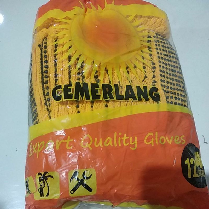 Sarung tangan tutul cemerlang doting Hitam Harga per  1 pasang / sarung tangan kerja pendek