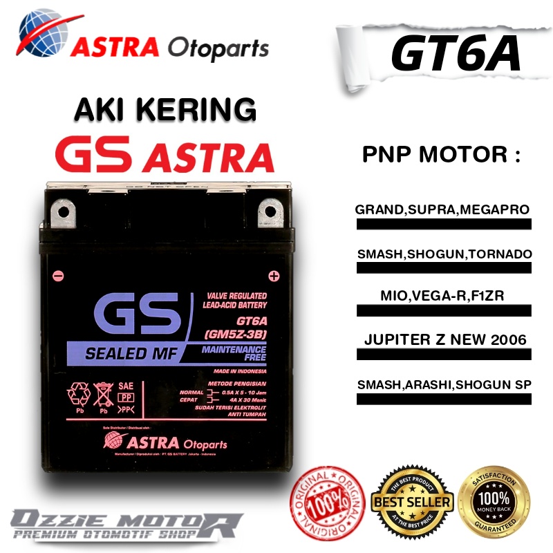 AKI GS ASTRA GT6A/GM5Z-3B MF 5AH AKI KERING MOTOR ASTREA SUPRA MEGAPRO