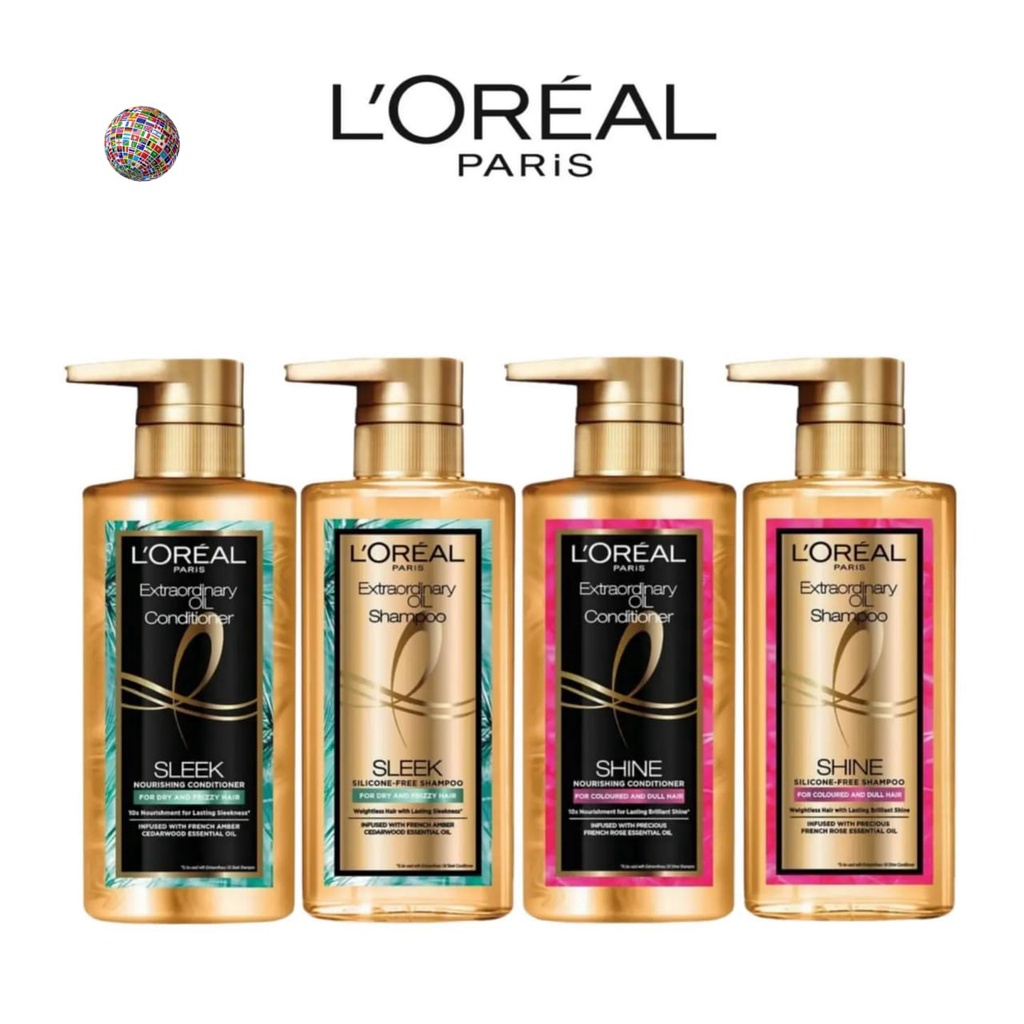 LOREAL Paris Extraordinary Oil Sleek & Shine Premium Shampoo Conditioner 440ml