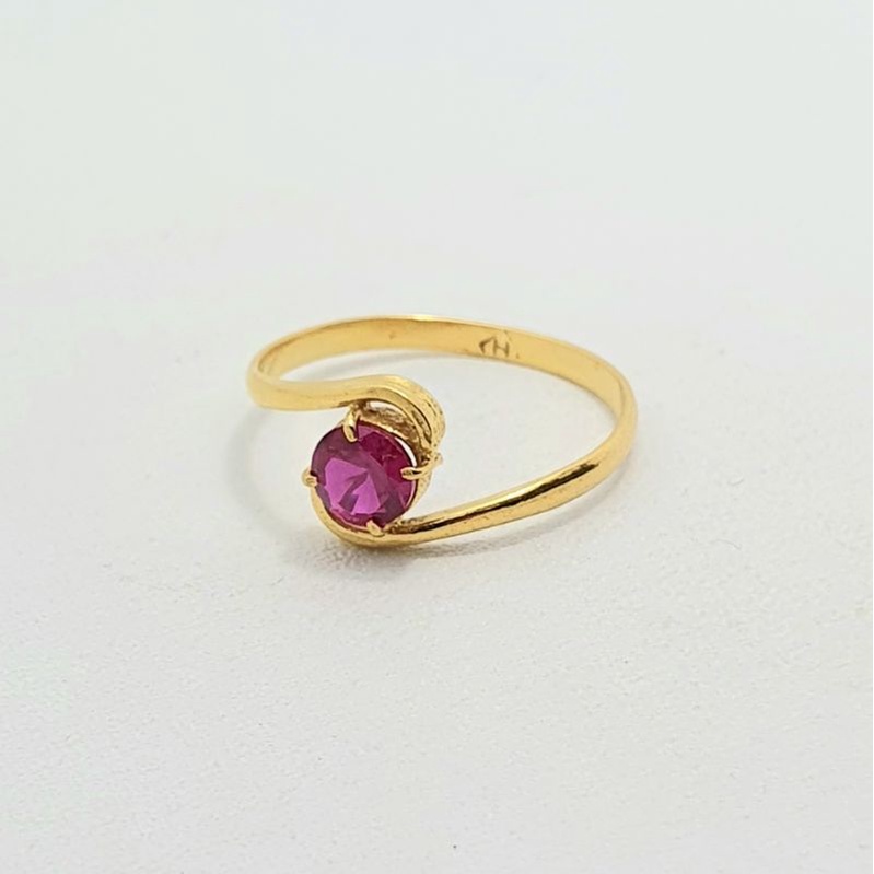 Cincin Emas Muda Mata Merah Silang 1 Gram
