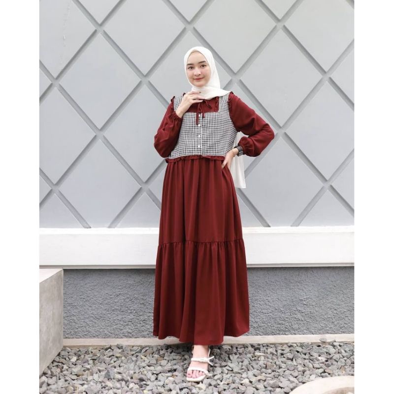 LALA MAXI DRESS GAMIS REMAJA PEREMPUAN DRESS PLUS ROMPI TERPISAH GAMIS REMAJA freya dress gamis jumbo, midi dress Gamis Rayon Susun Polos Paling Laris Gamis midi Viral Trend