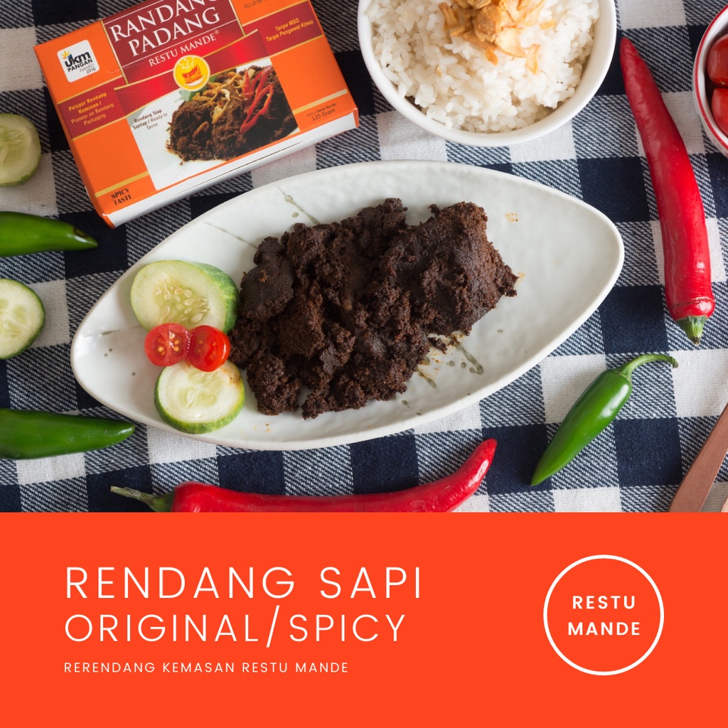 

Restu Mande - Rendang Sapi Kering Masakan Padang Kemasan Siap Saji Halal