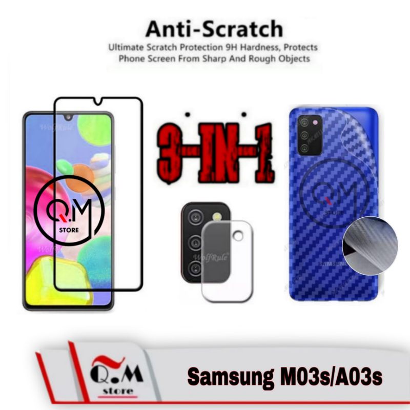 Paket 3in1 Tempered Glass Samsung A03S / M03S Anti Gores Pelindung Layar