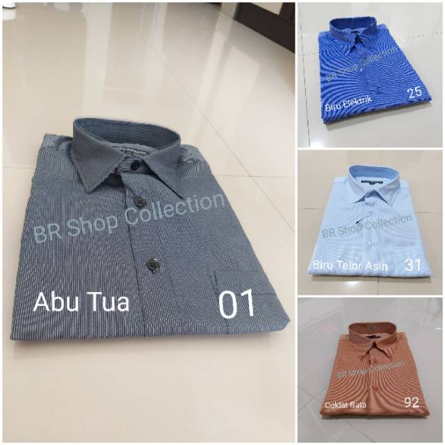 Kemeja Lengan Panjang polos garis halus S M L XL XXL XXXL / Kemeja Kerja / Kemeja Seragam polos