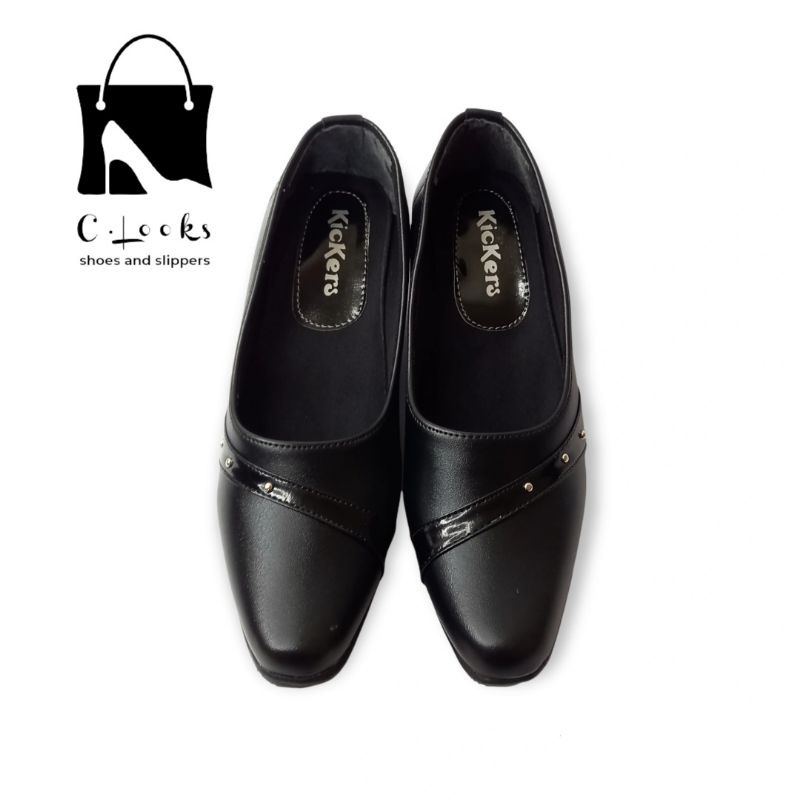 Kickers LK.06 Hitam Sepatu Pantofel Wanita Guru Kerja Hak 5 Cm