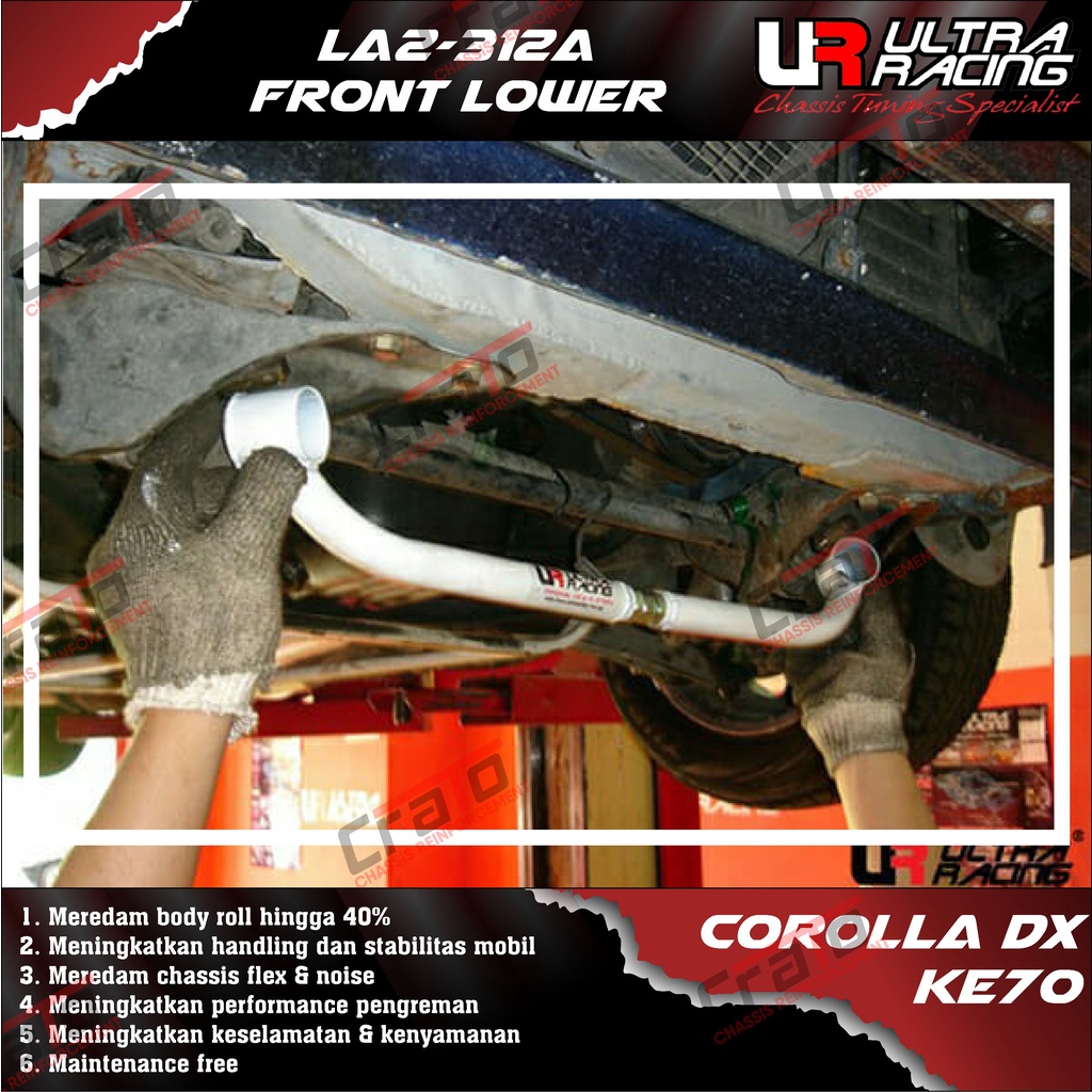 Aksesoris Stabiliser ULTRA RACING Safety Bar - Front Lower Bar 2 Points - Toyota Corolla DX KE70 - L