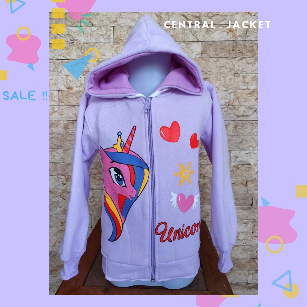 Jaket Anak Perempuan Kuda Pony Unicorn - Sweater Hoodie Anak Tebal Musim Dingin