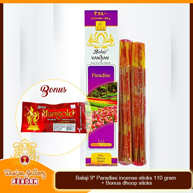 Dupa Balaji 9&quot; incense sticks 110 gram + Bonus dhoop sticks