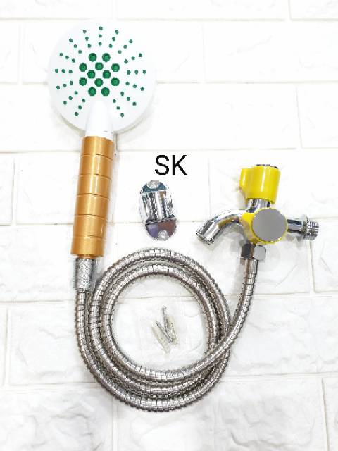 ( By 1 Get 1 ) Beli Hand Shower Kamar Mandi Dapat Kran Cabang Double 2 Lobang