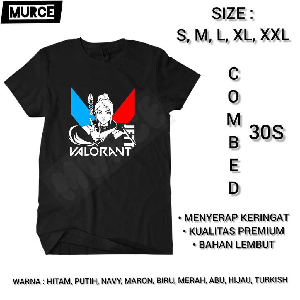 Kaos Pria Game Jett Valorant Agent Baju Gaming Permainan Sport Team Esports Premium Distro Keren
