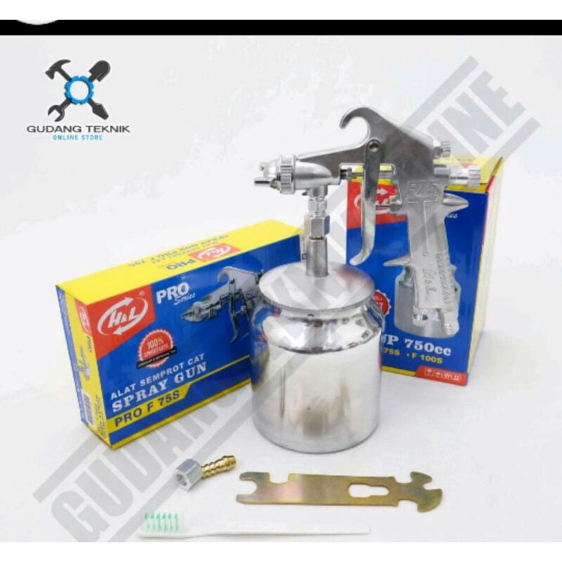 Spraygun H&L Pro F 75S - Alat Semprot Cat Tabung Bawah H L F75S | Kelengkapan sesuai gambar | Murah