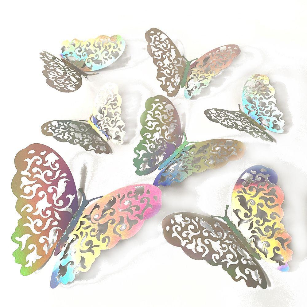 R-flower 12PCS/Pack 3D Butterfly Stiker Dinding Hadiah Pernikahan Nikmat Perlengkapan Pesta Berongga Kupu Decals