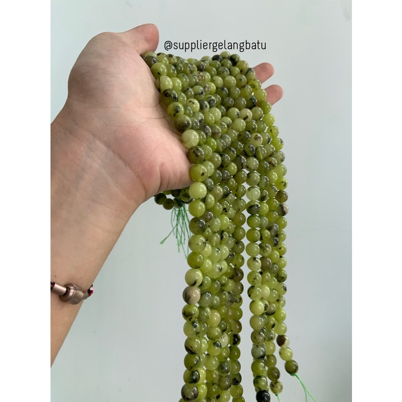 batu prehnite 10mm garnet kuning hijau aksesoris bahan kreasi akik bahan kalung gelang kerajinan tangan craft manik