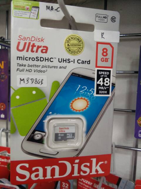 Memory Micro SD Sandisk 8GB Class 10