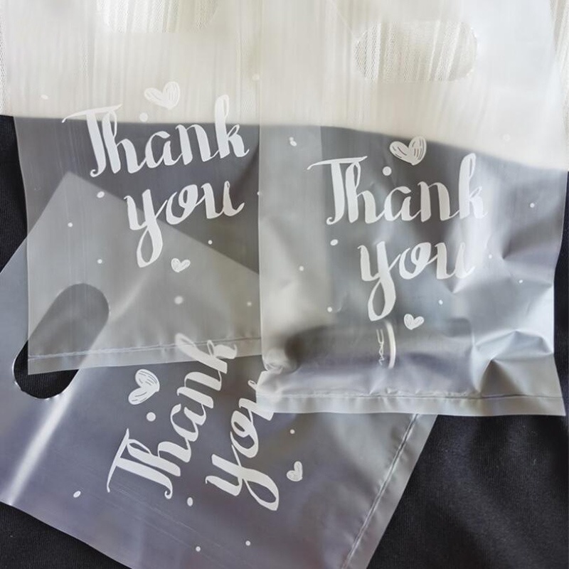 100pcs Kantong Plastik Mini Motif Thank you Untuk Permen / Hadiah Pernikahan