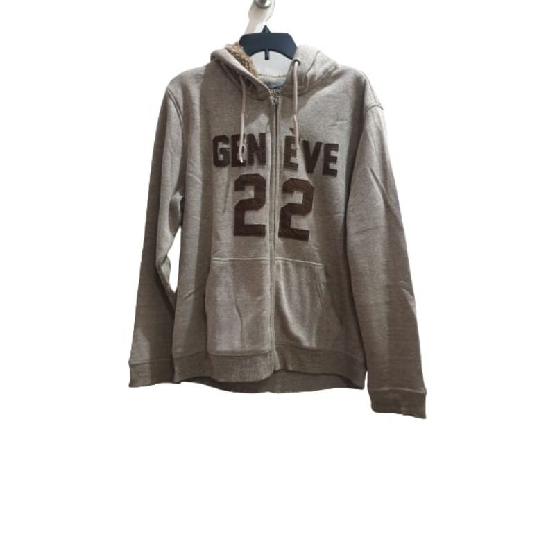 Jaket Sweater Hoodie Zipper Bulu Angsa Merk Giordano (Preloved) Size Xl