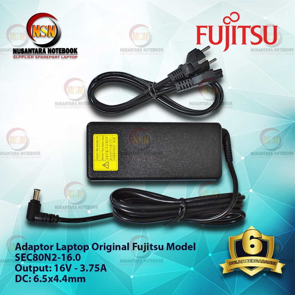 Adaptor Original FUJITSU 16V 3.75A DC 6.5 x 4.4mm SEC80N2-16.0