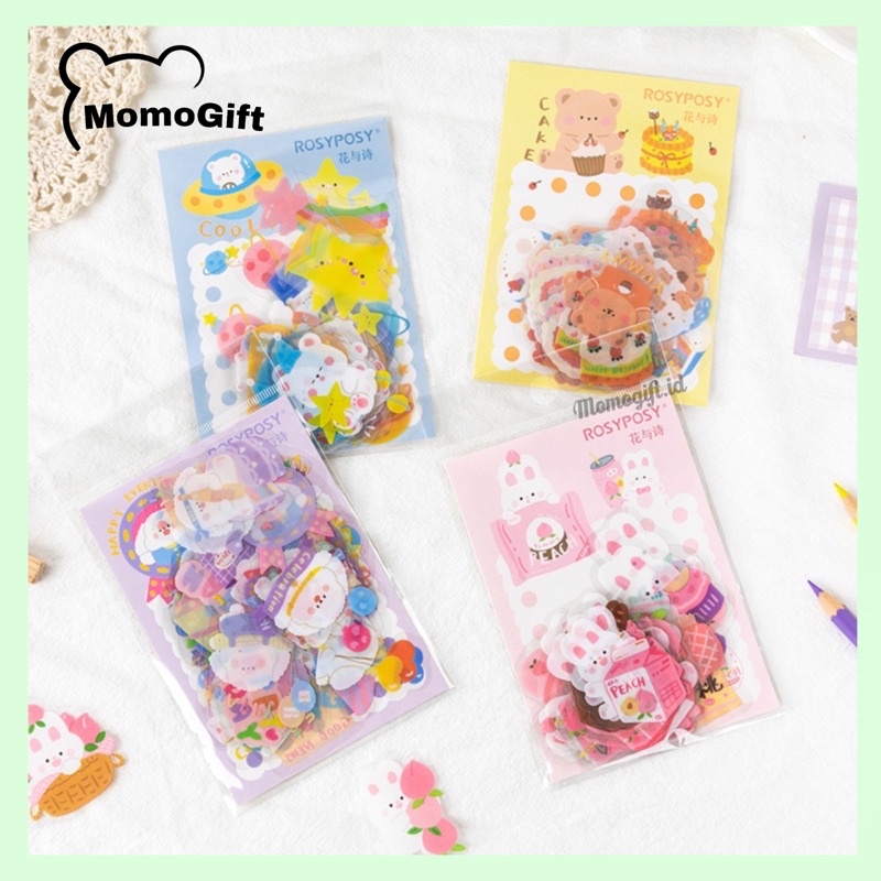 

Rosyposy Stiker Pack Aesthetic Korean Bear 40 Pcs RP09