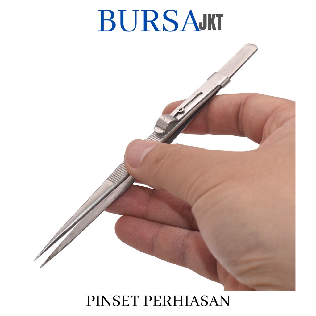 PINSET PERHIASAN JEPIT DENGAN PENGAMAN PENGUNCI SHIFT LOCK LURUS DAN BENGKOK STAINLESS