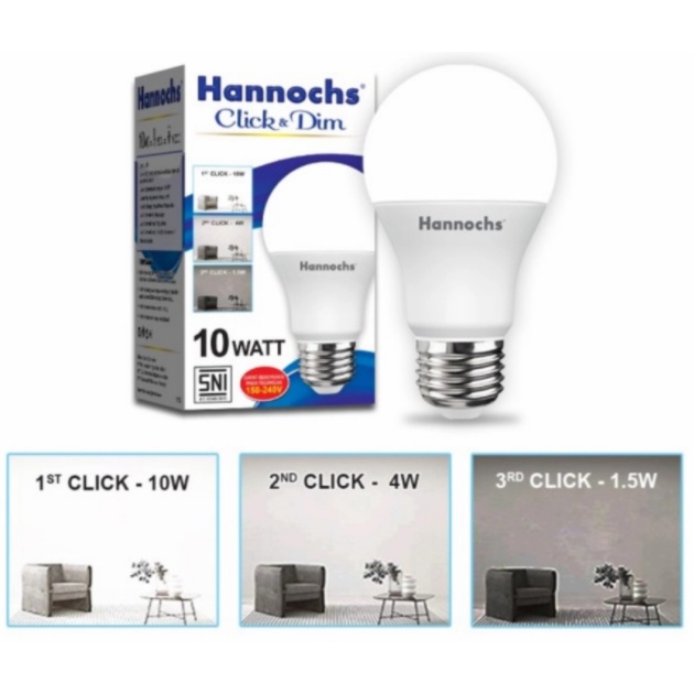 Lampu Hannochs Click and Dim 10Watt 3 tipe watt Klik Smart Lampu Tidur