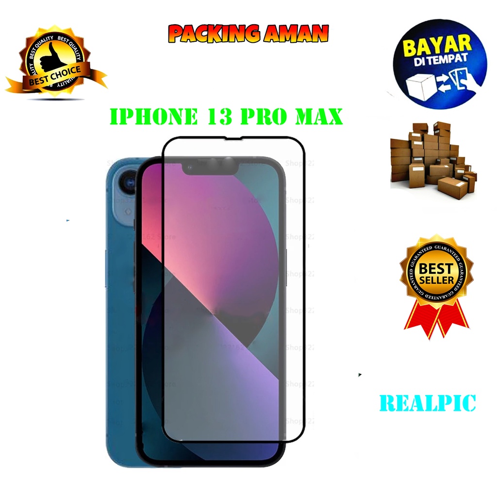 Tempered Glass Iphone 13 Pro Max Full Cover / Full Screen Protector Anti Gores