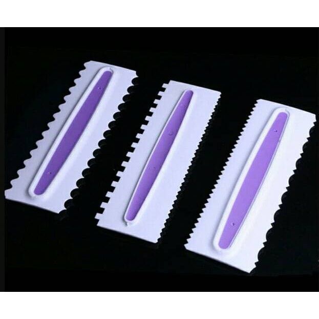New Sale 3 Buah Comb Scraper Dekorasi Kue Tart Ukuran Besar / Spatula Kue