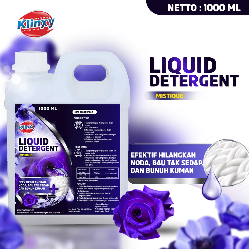 Klinxy Liquid Detergent / Detergen Cair Laundry Pakaian 1 Liter