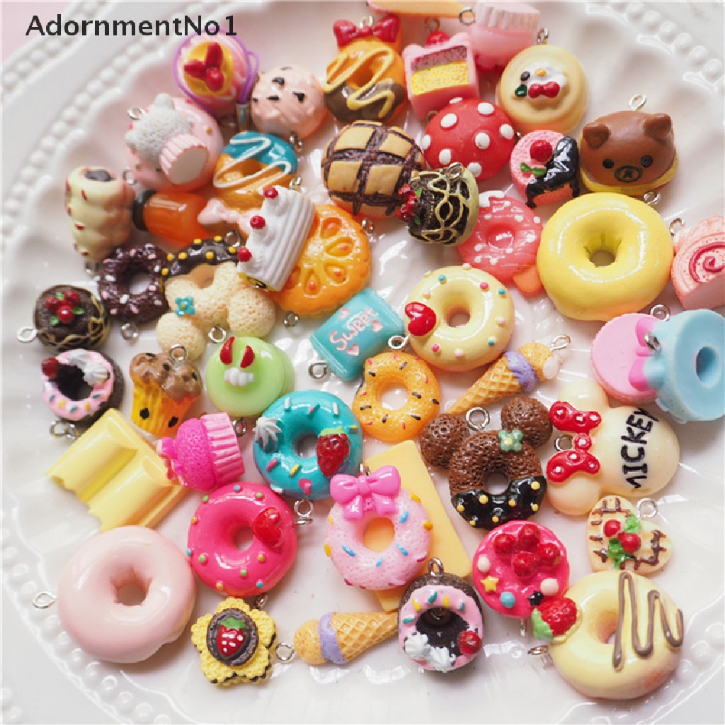 (AdornmentNo1) 30pcs / Set Liontin Bentuk Kue / Es Krim Mini Untuk Dekorasi Kalung Charms