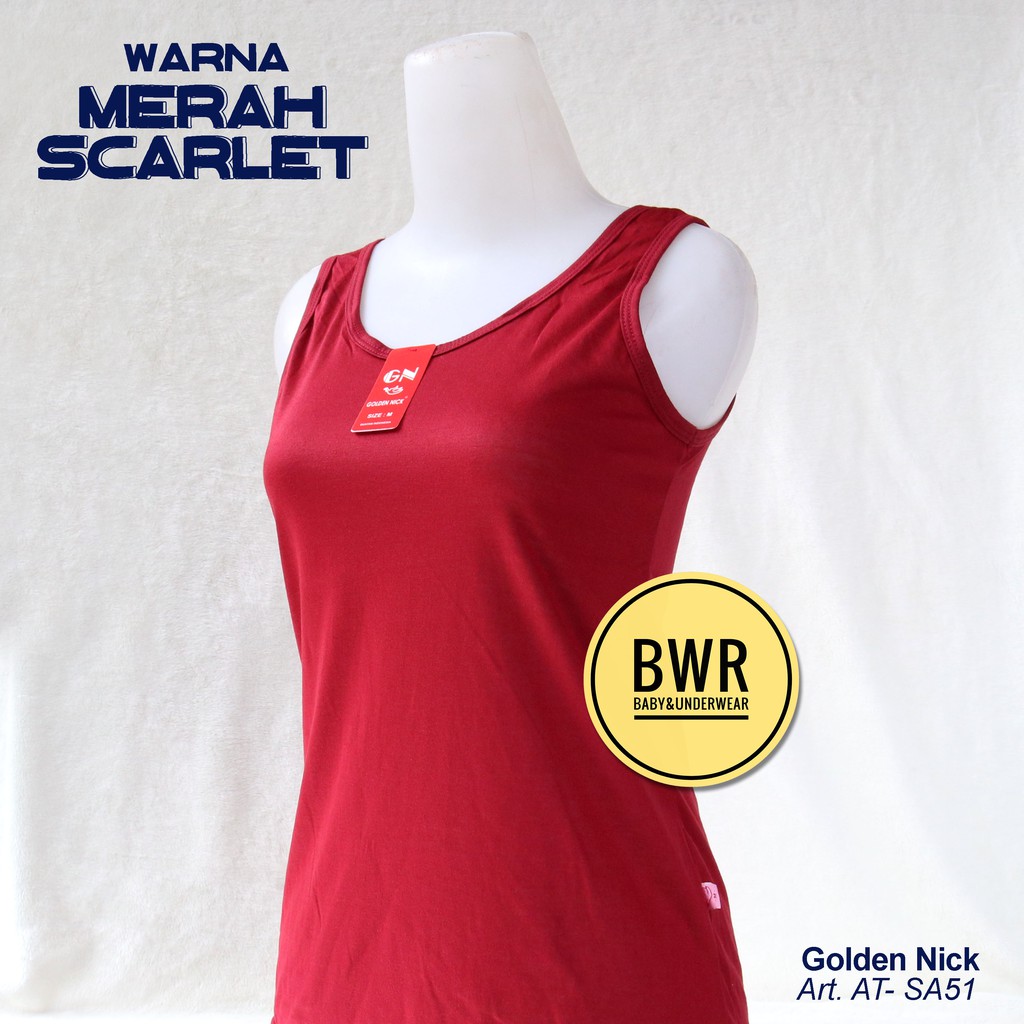 TANGTOP Golden Nick AT- SA51 Tali LEBAR | Kaos Tank Top Wanita Singlet Warna LEBAR - Bwr