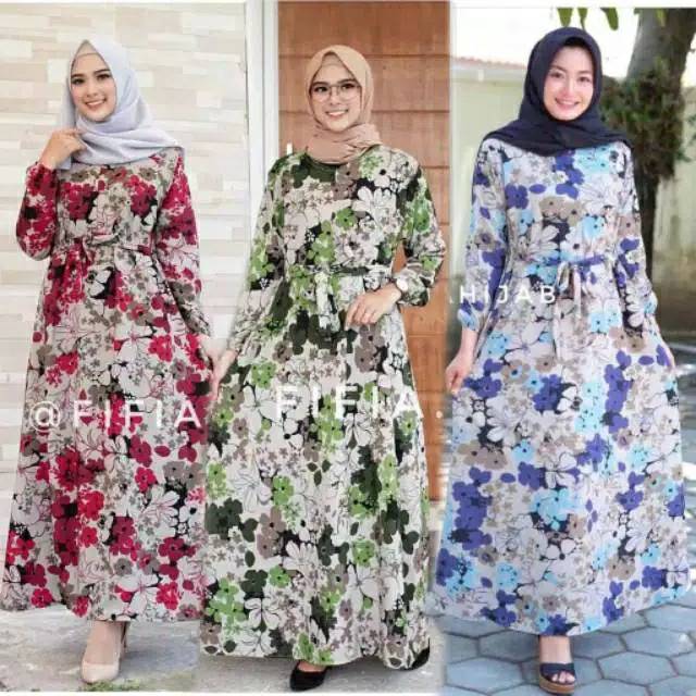 Trendy Gamis Monalisa Wolfis Woolpeach Maple Akasia Gold Murah Syar'I Lebar Masa Kini