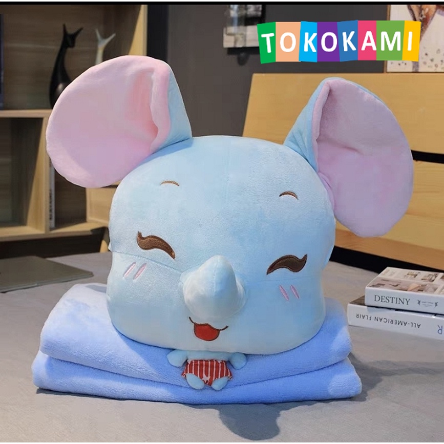 Boneka Balmut Bantal Selimut Karakter Gajah, Koala, Dino, Unicorn Compilation