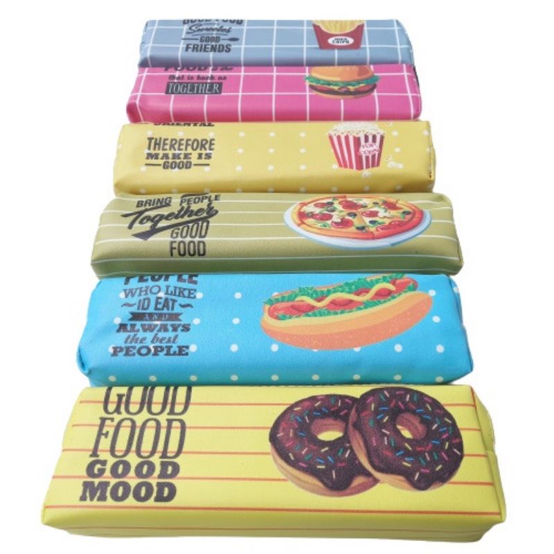 Tempat Pensil Lucu Motif Snack Fast Food Fruit Drink Kotak Pensil Lucu Unik Dompet Pensil