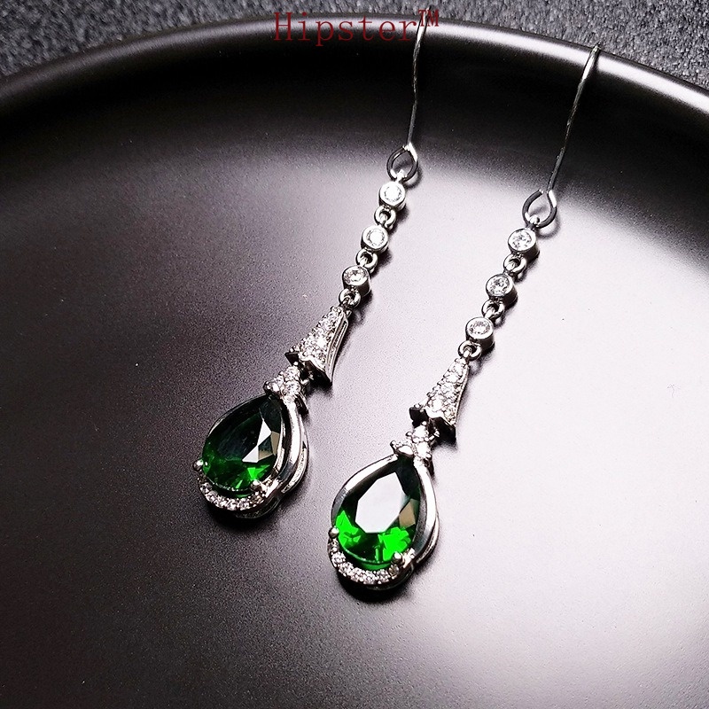 Hot Sale Light Luxury Colored Gems Micro Inlaid with Diamond Crystal Ear Hook