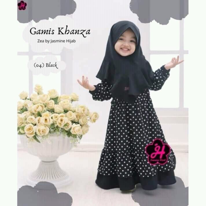 Gamis Anak Polkadot Ukuran 3 - 5 Tahun Non Bergo / Gamis Anak Khanza Kekinian