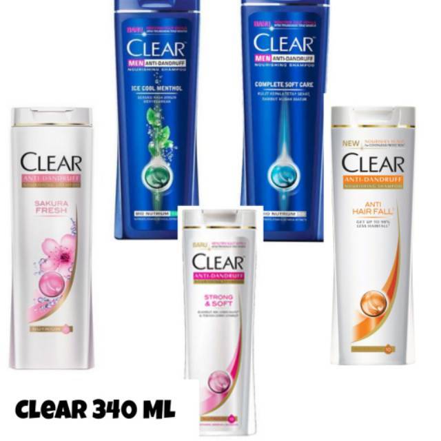 Clear Anti Dandruff 340 ML Shampoo ice cool menthol / strong & Soft / anti hairfall/ Sakura Fresh