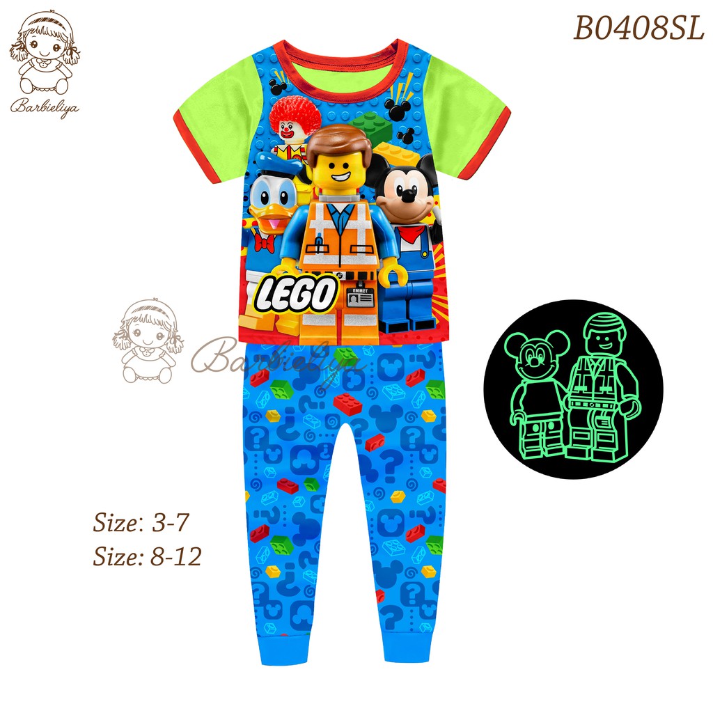 3thn-12thn SETELAN/BAJU TIDUR/PIYAMA  GLOW IN THE DARK BARBIELIYA ANAK LAKI-LAKI SKU0133