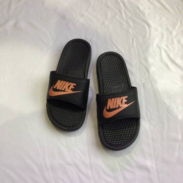 nike benassi black rose gold