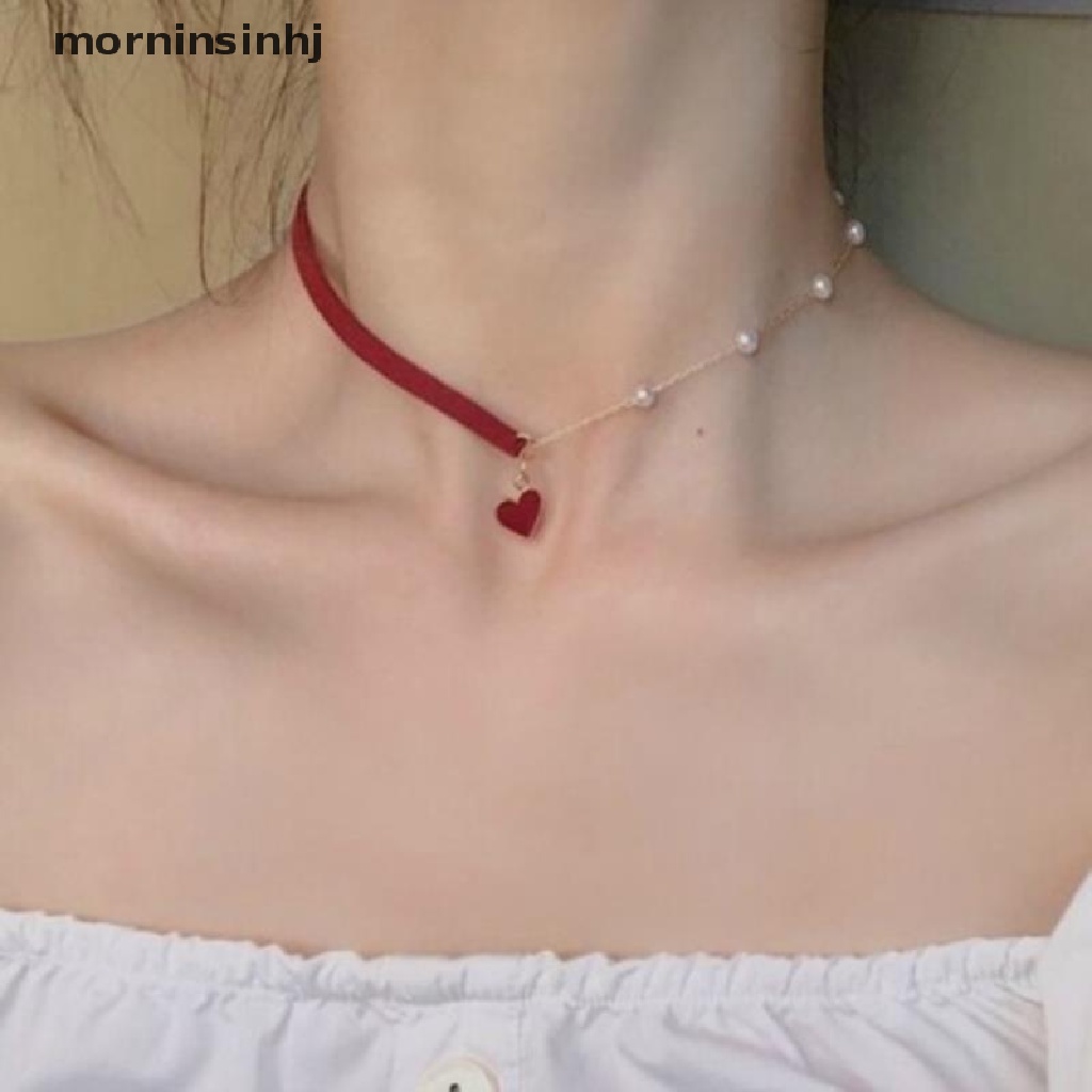 Kalung Bentuk Hati Warna Merah Untuk Wanita