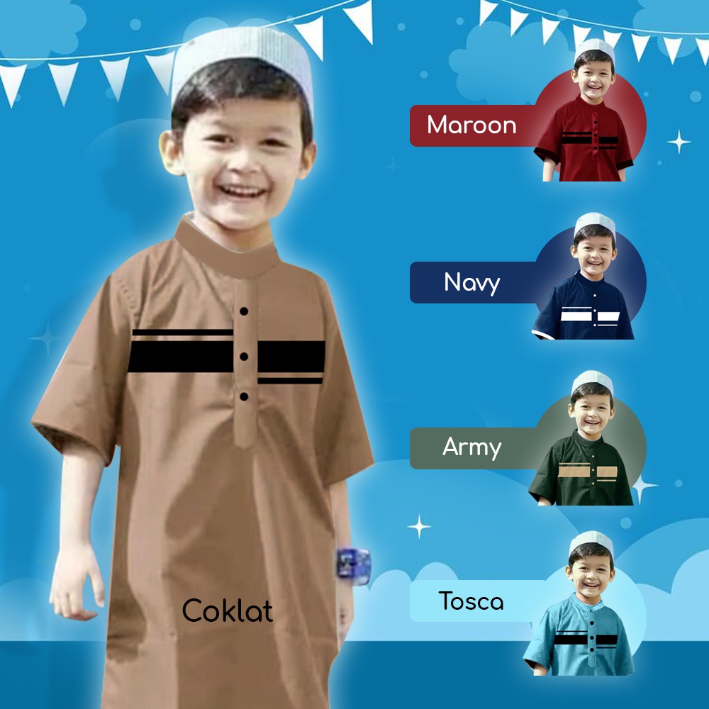 Jubah Anak Laki Laki Model Maroko Baju Koko Gamis Anak Terbaru 2022 Bonus Peci