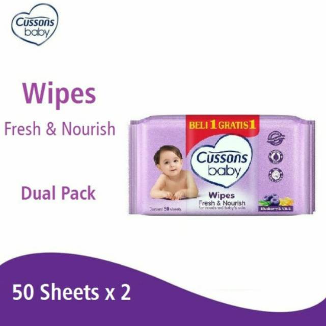 CUSSONS BABY Wipes Fresh &amp; Nourish 45's Buy 1 Get 1