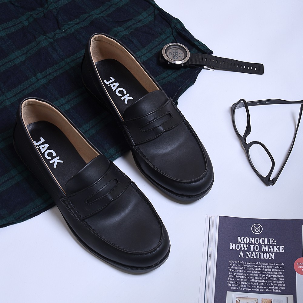 Pantopel Black | Sepatu Hitam Tanpa Tali Loafers Pria Casual Kerja Formal Kantor Laki | FORIND JACK