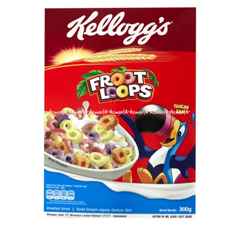 Kellogg's Froot Loops 300gr Sereal Rasa Buah Lemon Orange Cereal Simba Kellogs Frootloop Warna Warni