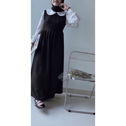 [ COD ] Inaya Dress by Ammisha | SIZE S M L XL | Fashion Muslim Baju Gamis Lebaran 2022 | Dress Kondangan OOTD | Bahan Crepe Premium | Gamis Putih Busui | Gamis Wanita Kekinian |