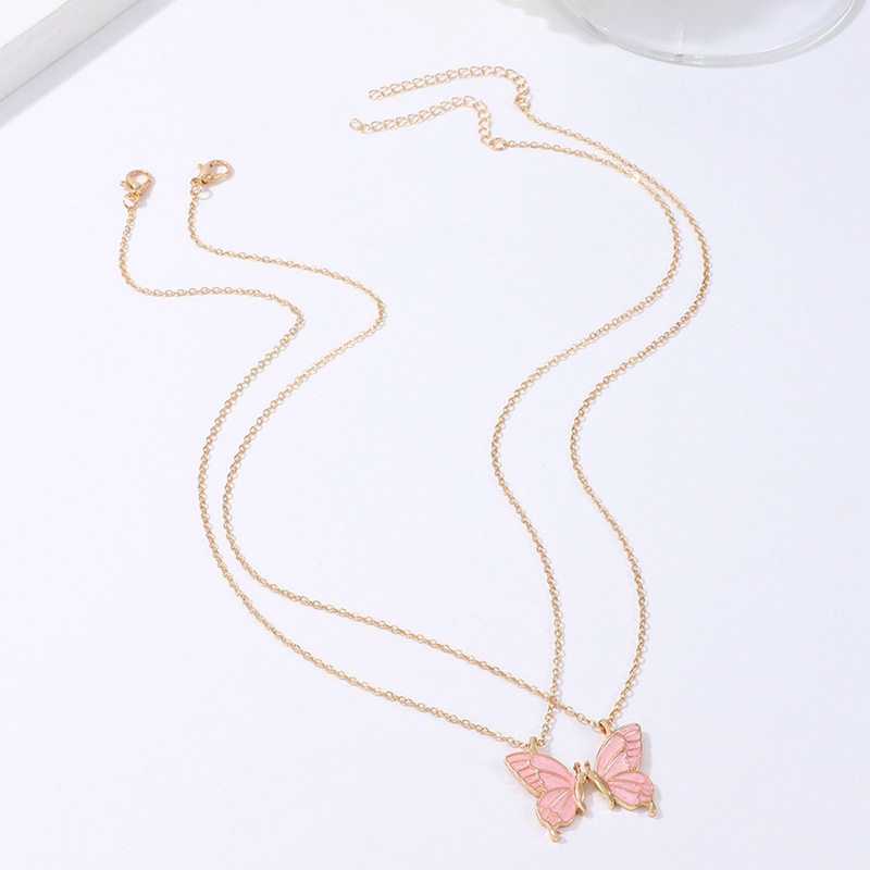 2pcs / Set Kalung Rantai Panjang Liontin Kupu-Kupu Motif Best Friend Forever Untuk Wanita / Hadiah Ulang Tahun