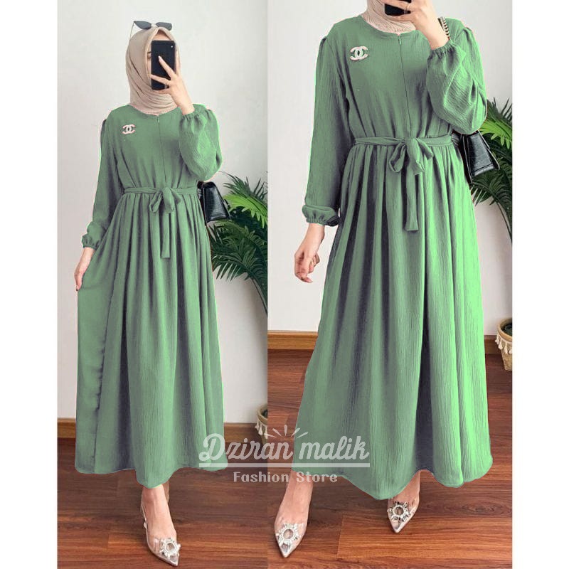 Bavina Midi Dress/ Pakaian wanita/ Baju dress/ crinkle airflow