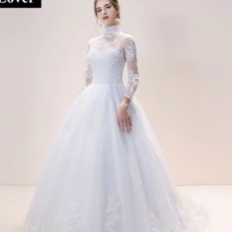 Wedding Dress White Kerah Tinggi