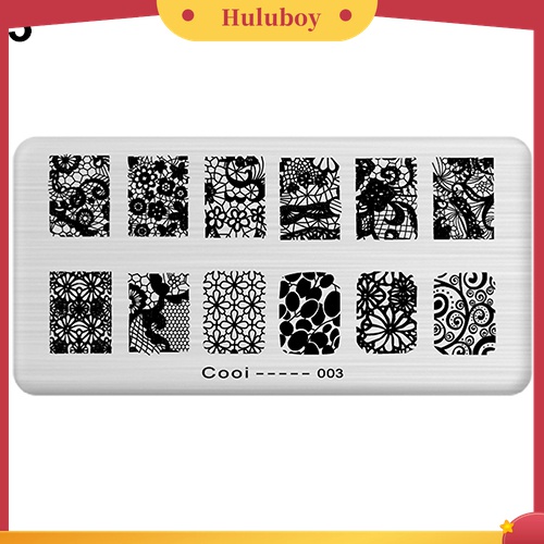 Huluboy Huluboy♡ Plat Stempel / Cap Kuku Motif Print Untuk DIY Manicure